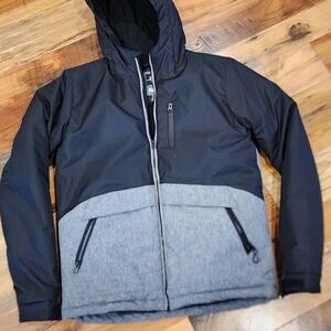 Youth/Tween XL Black and Gray Hooded Snow Jacket